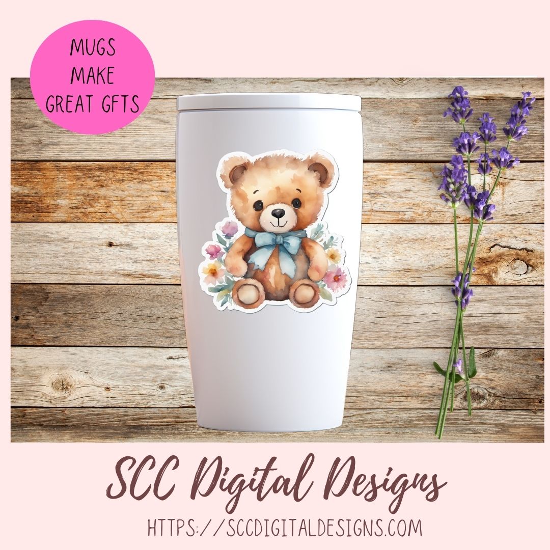 Whimsical Brown Bear PNG Stickers for Digital or Paper Planners, Pre-Cropped Goodnotes Compatable, Printable Clip Art Scrapbook Elements