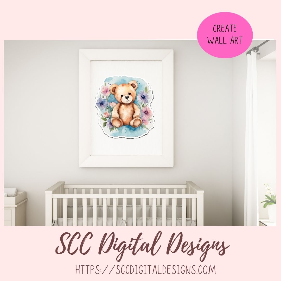 Whimsical Brown Bear PNG Stickers for Digital or Paper Planners, Pre-Cropped Goodnotes Compatable, Printable Clip Art Scrapbook Elements