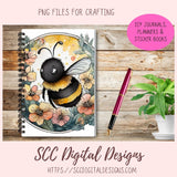 Spring Flowers and Bumble Bees Sticker Designs 8 designs in 300 dpi png format