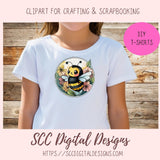 Spring Flowers and Bumble Bees Sticker Designs 8 designs in 300 dpi png format