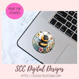 Spring Flowers and Bumble Bees Sticker Designs 8 designs in 300 dpi png format