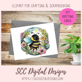 Spring Flowers and Bumble Bees Sticker Designs 8 designs in 300 dpi png format