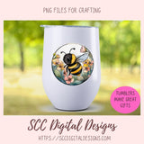 Spring Flowers and Bumble Bees Sticker Designs 8 designs in 300 dpi png format