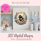 Spring Flowers and Bumble Bees Sticker Designs 8 designs in 300 dpi png format