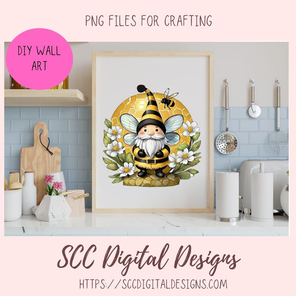 Bumble Bee Gnomes PNG, Flower Gnome Clipart for Stickers, Honey Bee Clip Art for DIY Greeting Cards, Gift Tags, Printable & Digital Planners