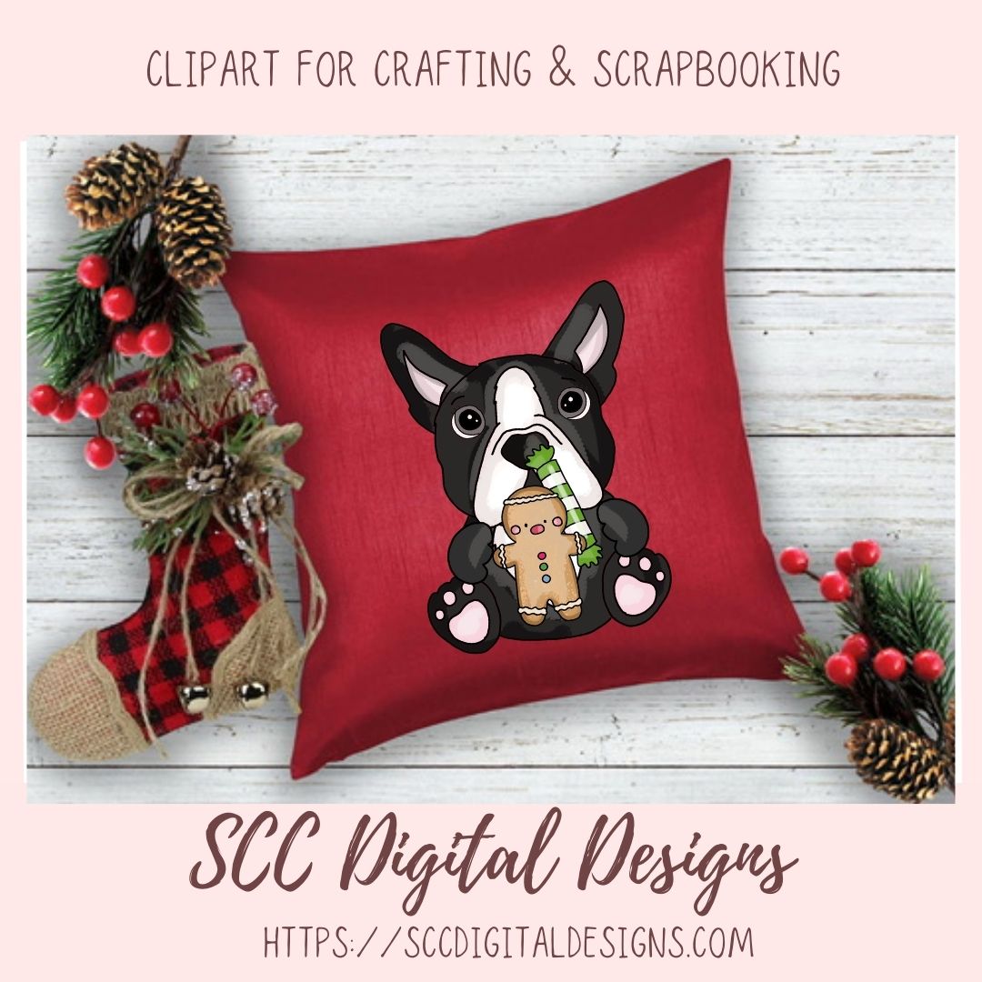 Boston Terrier Christmas Cookies PNG 6 designs in 300 dpi png format