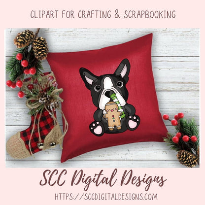 Boston Terrier Christmas Cookies PNG 6 designs in 300 dpi png format