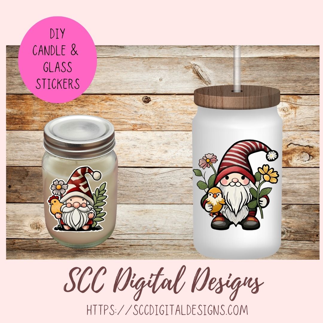 Cute Chicken Gnome Stickers PNGs for Digital and Printable Planners, Bullet Journals, Scrapbooking, Laptops, Hippy Gnomes Gift for Women