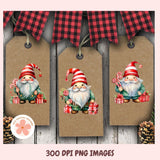 Christmas Gnomes Clipart Bundle, Whimsical Santa Gnomes, Gingerbread Cookies, Stockings & Candy Cane PNGs for DIY Crafts, Stickers & Scrapbooking