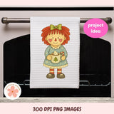 Towel with cartoon character hanging on a towel rack, labeled 'project idea'.