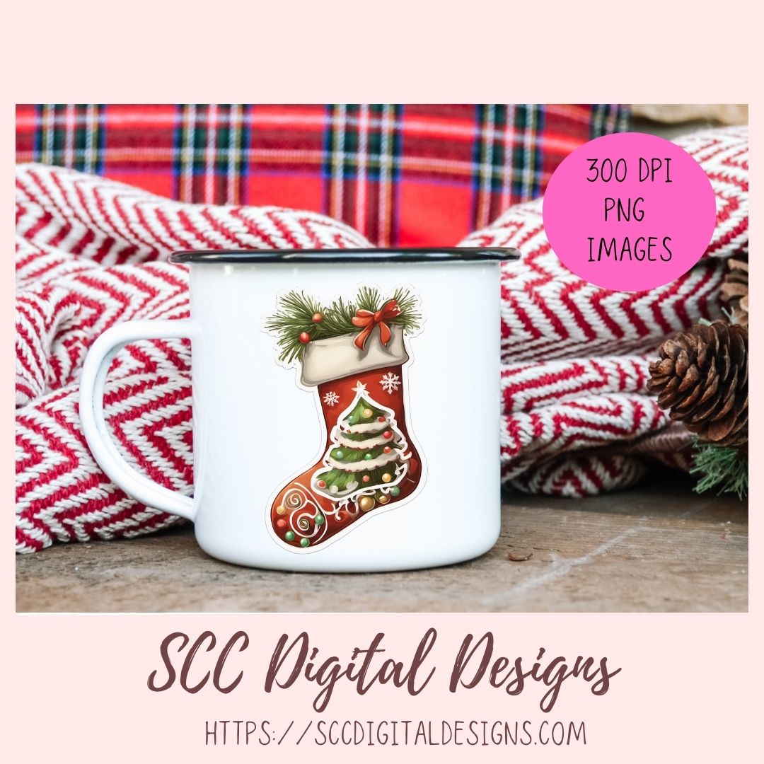 Cute Christmas Eve Cocoa Stickers for Digital or Paper Planners, Pre-Cropped Clipart Printable Stickers for Women, Journal and Scrapbooking