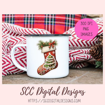 Cute Christmas Eve Cocoa Stickers for Digital or Paper Planners, Pre-Cropped Clipart Printable Stickers for Women, Journal and Scrapbooking