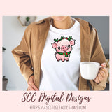 Cute Christmas Pigs Stickers for Digital or Paper Planners, Farm Animals Pre-Cropped Clipart, DIY Wall Art, Mugs, Tumblers & More! Printable Stickers for Women, Kids, Journals & Scrapbooking