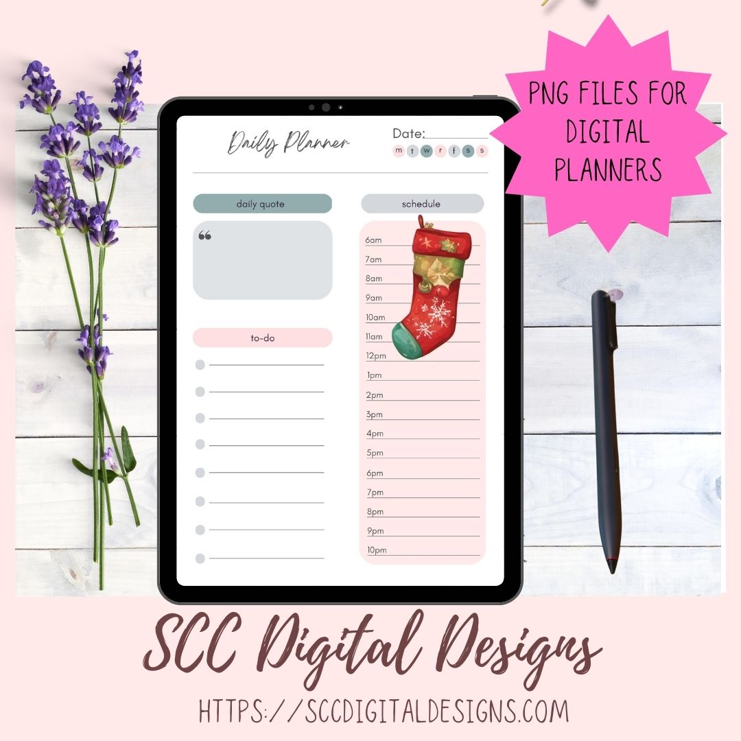 Whimsical Christmas Stockings Stickers for Digital or Paper Planners, Pre-Cropped Printable Clipart for Women, Journals and Scrapbooking