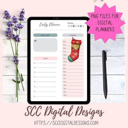 Whimsical Christmas Stockings Stickers for Digital or Paper Planners, Pre-Cropped Printable Clipart for Women, Journals and Scrapbooking