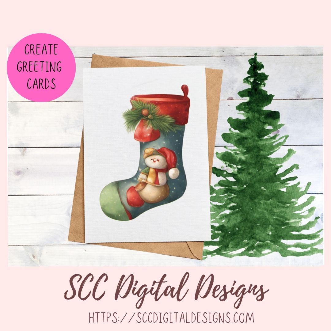 Whimsical Christmas Stockings Stickers for Digital or Paper Planners, Pre-Cropped Printable Clipart for Women, Journals and Scrapbooking