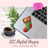 Whimsical Christmas Stockings Stickers for Digital or Paper Planners, Pre-Cropped Printable Clipart for Women, Journals and Scrapbooking
