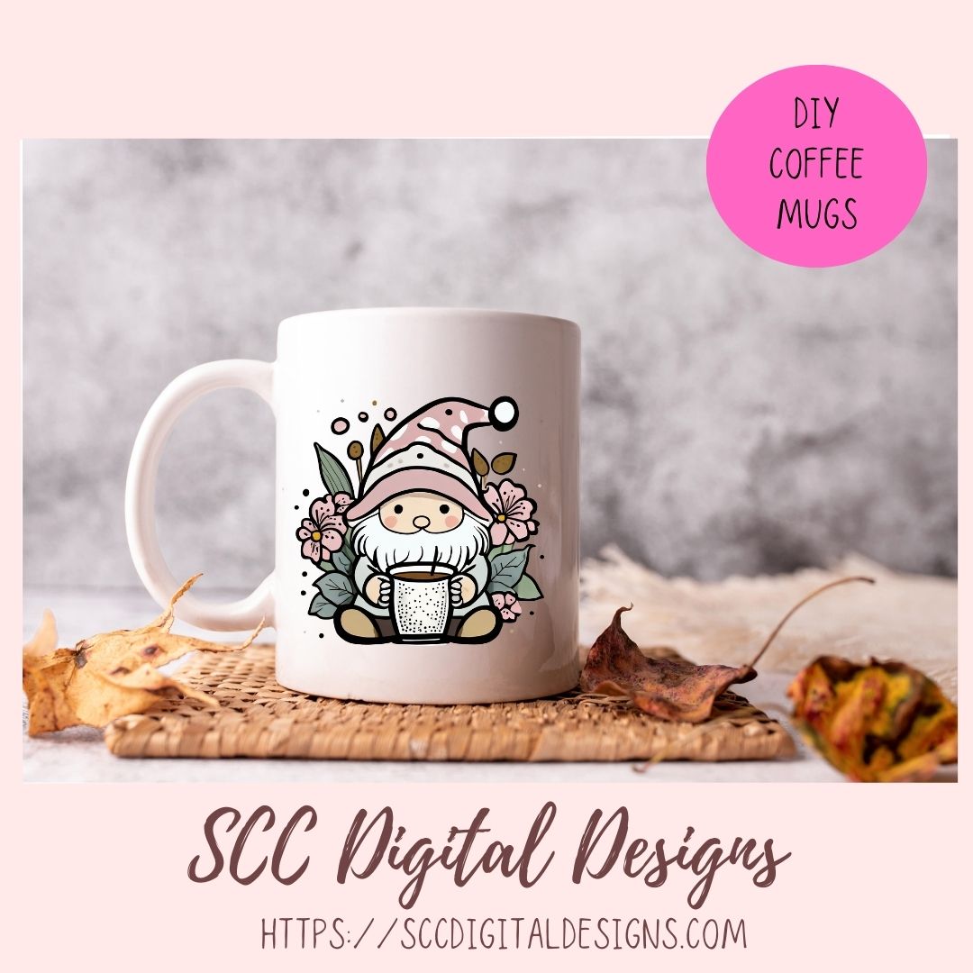 Cute Boho Coffee Gnome Stickers PNGs for Digital and Printable Planners, Bullet Journals, Scrapbooking, Laptops, Hippy Gnomes Gift for Women