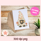 Coffee Gnome PNG Clipart – Cute Whimsical Latte Gnomes, Printable Coffee Lover Stickers for Shirts, Mugs