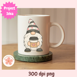 Coffee Gnome PNG Clipart – Cute Whimsical Latte Gnomes, Printable Coffee Lover Stickers for Shirts, Mugs