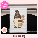Coffee Gnome PNG Clipart – Cute Whimsical Latte Gnomes, Printable Coffee Lover Stickers for Shirts, Mugs