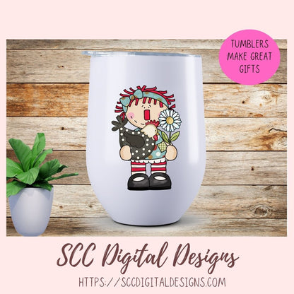 Annie Clipart for Stickers for Kids, Chicken PNG for Sublimaton for T-Shirts, Farm Animal Digital Art for Tumblers, Instant Download Primitive Doll Clip Art 