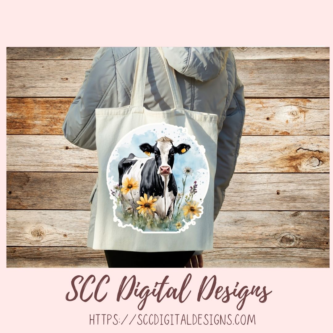 Cute Cow Stickers for Digital or Paper Planners, Pre-Cropped Goodnotes Compatible, Printable Clip Art Scrapbook Elements Gift for Girlfriend