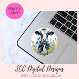 Cute Cow Stickers for Digital or Paper Planners, Pre-Cropped Goodnotes Compatible, Printable Clip Art Scrapbook Elements Gift for Girlfriend