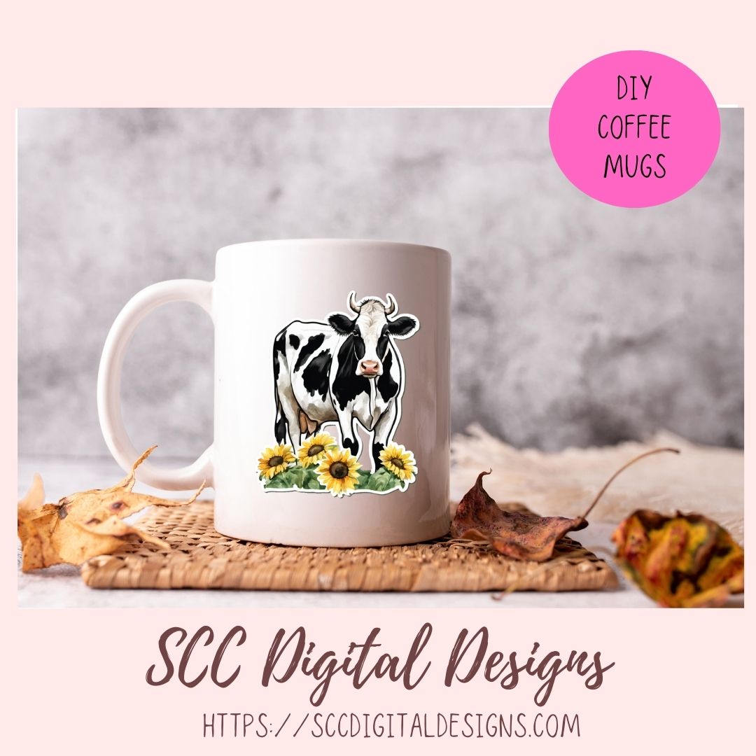 Cute Cow Sticker Set for Digital Planning and Printable Planners, Journals, Scrapbooking, Black and White Cow PNGs, Instant Download Goodnotes Compatible PNG Images