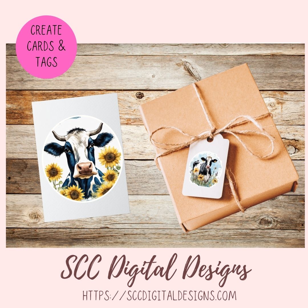 Cute Cow Sticker Set for Digital Planning and Printable Planners, Journals, Scrapbooking, Black and White Cow PNGs, Instant Download Goodnotes Compatible PNG Images
