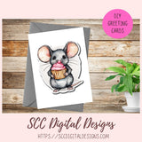 Cute Mice Printable and Digital Stickers Clipart 8 designs in 300 dpi png format