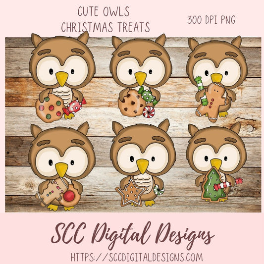Cute Owl PNG for Sublimation for Tumblers Digital Clipart for Printable Crafting, Christmas Cookies Woodland Clip Art Scrapbooking Elements