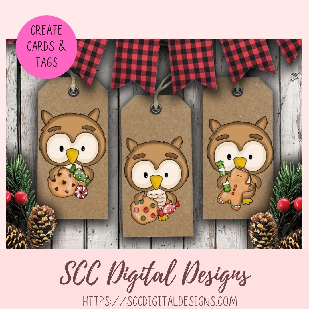 Cute Owl PNG for Sublimation for Tumblers Digital Clipart for Printable Crafting, Christmas Cookies Woodland Clip Art Scrapbooking Elements