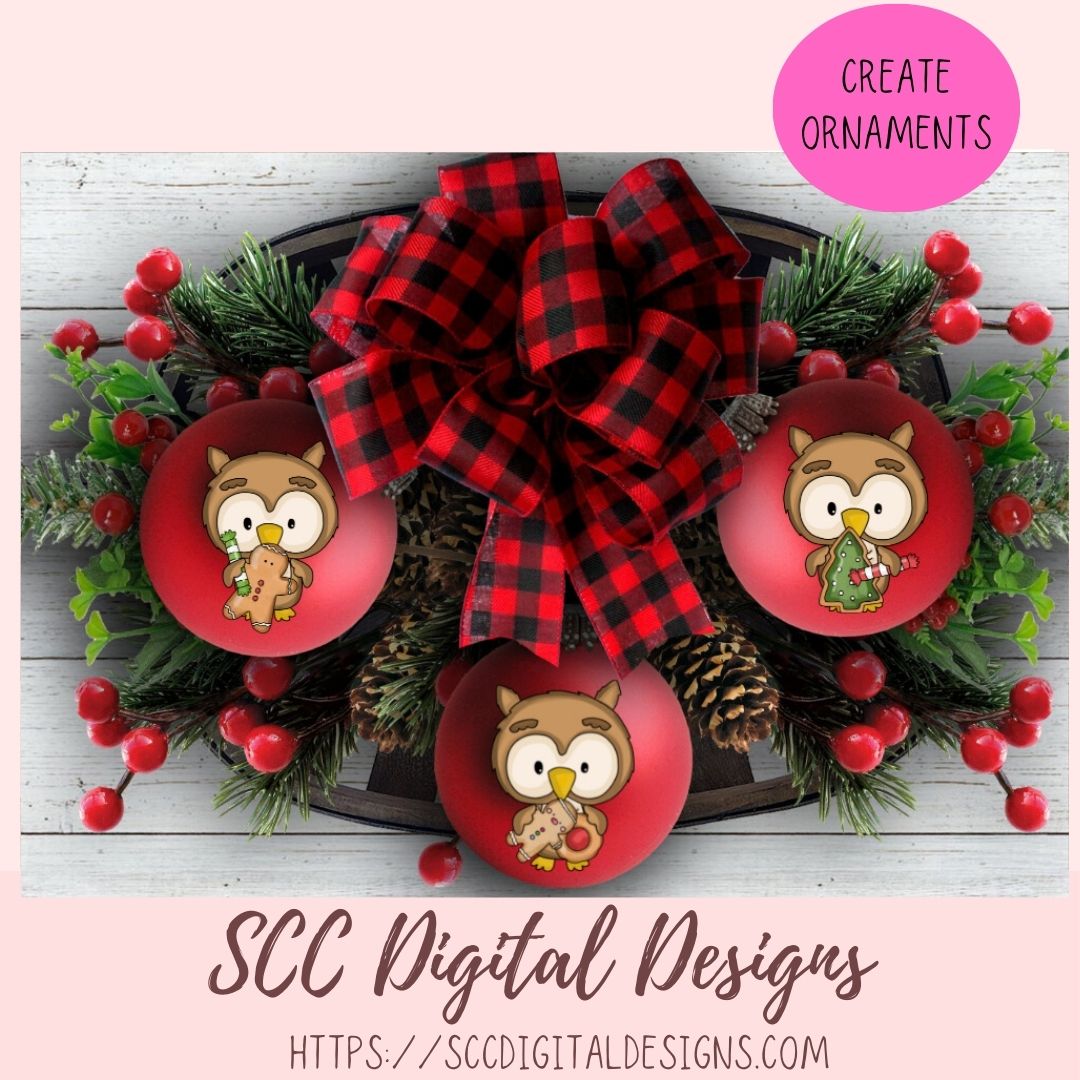 Cute Owl PNG for Sublimation for Tumblers Digital Clipart for Printable Crafting, Christmas Cookies Woodland Clip Art Scrapbooking Elements