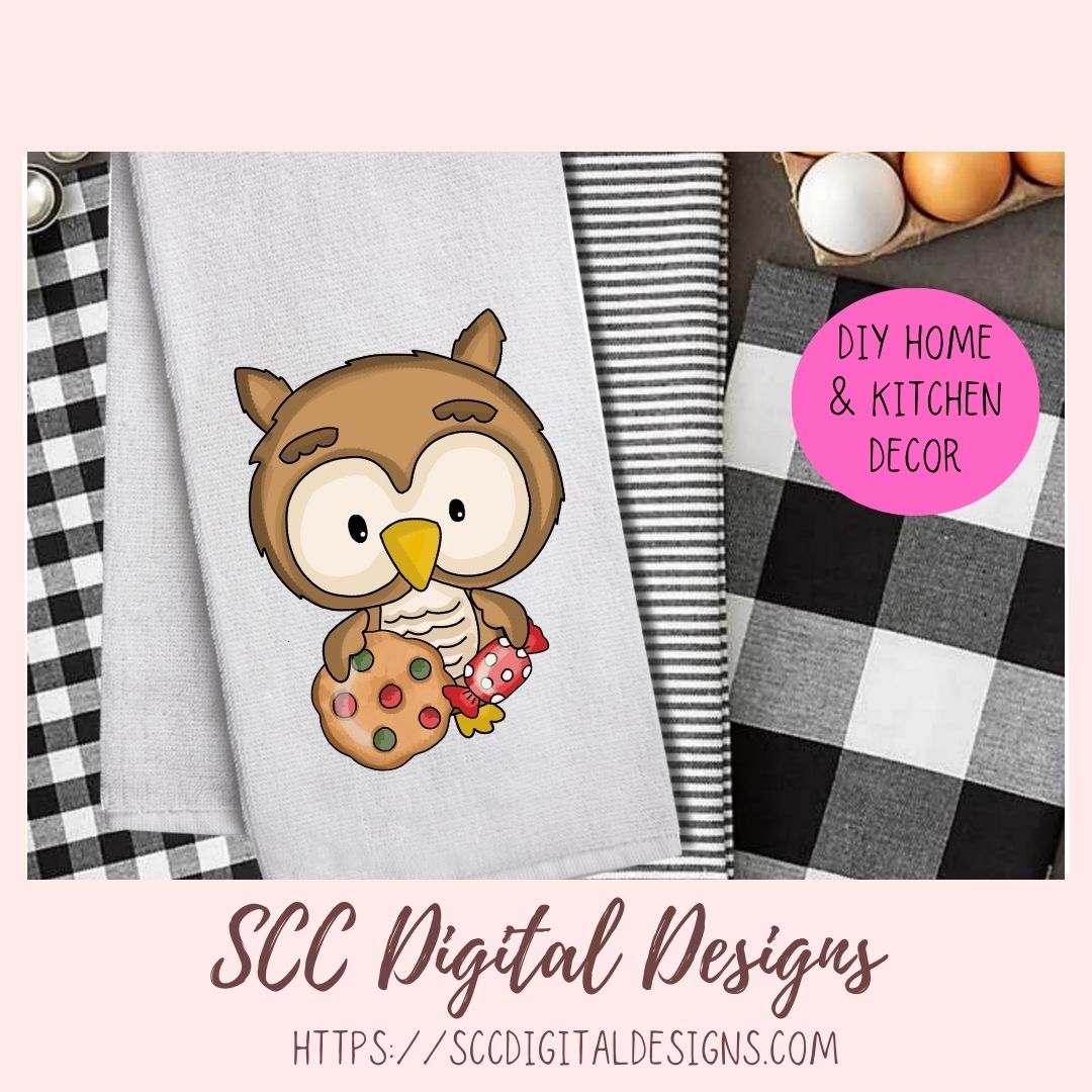 Cute Owl PNG for Sublimation for Tumblers Digital Clipart for Printable Crafting, Christmas Cookies Woodland Clip Art Scrapbooking Elements