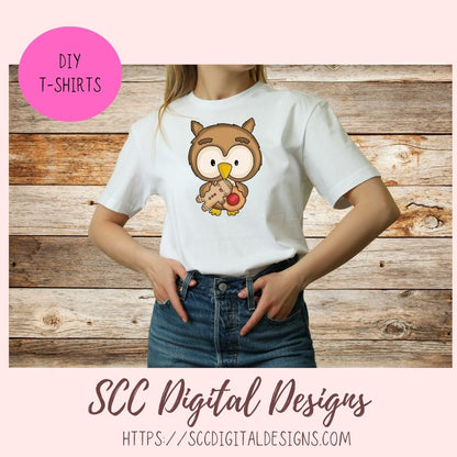 Cute Owl PNG for Sublimation for Tumblers Digital Clipart for Printable Crafting, Christmas Cookies Woodland Clip Art Scrapbooking Elements