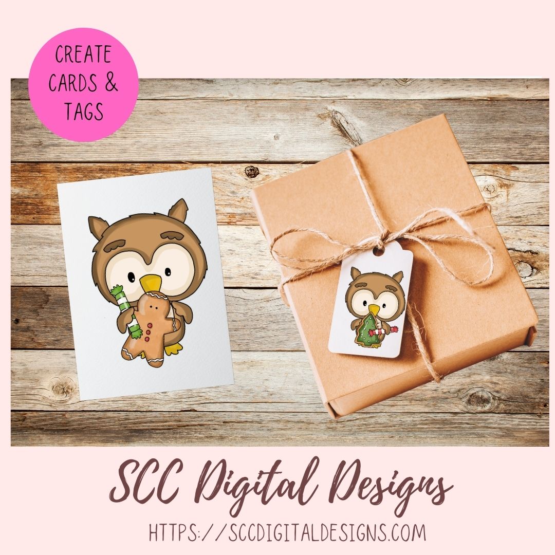 Cute Owl PNG for Sublimation for Tumblers Digital Clipart for Printable Crafting, Christmas Cookies Woodland Clip Art Scrapbooking Elements