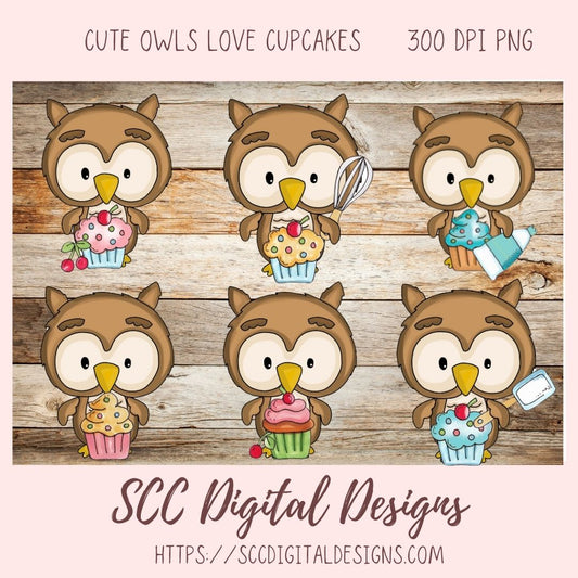 Cute Owl PNGs, Woodland Animals Clipart for Stickers for Kids, Cupcakes & Cherries Clip Art Images for Paper Crafting and Scrapbook Elements