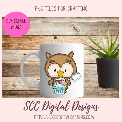 Cute Owl PNGs, Woodland Animals Clipart for Stickers for Kids, Cupcakes & Cherries Clip Art Images for Paper Crafting and Scrapbook Elements
