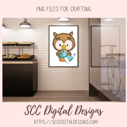 Cute Owl PNGs, Woodland Animals Clipart for Stickers for Kids, Cupcakes & Cherries Clip Art Images for Paper Crafting and Scrapbook Elements