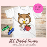 Back to School Owls Clipart, Cute Owls with School Elements Pencil, Crayons, Glue, Report Card, Scrapbooking Elements, DIY Printable Stickers & Digital Planner Stickers