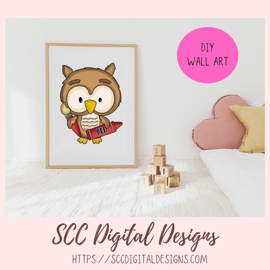 Back to School Owls Clipart, Cute Owls with School Elements Pencil, Crayons, Glue, Report Card, Scrapbooking Elements, DIY Printable Stickers & Digital Planner Stickers