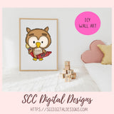 Back to School Owls Clipart, Cute Owls with School Elements Pencil, Crayons, Glue, Report Card, Scrapbooking Elements, DIY Printable Stickers & Digital Planner Stickers
