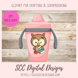 Back to School Owls Clipart, Cute Owls with School Elements Pencil, Crayons, Glue, Report Card, Scrapbooking Elements, DIY Printable Stickers & Digital Planner Stickers