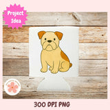 Cartoon dog design on a white card with 'Project Idea' text and '300 DPI PNG' text.