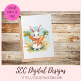 Whimsical Easter Bunny Basket Digital Sticker Set 6 designs in 300 dpi png format