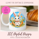 Whimsical Easter Bunny Basket Digital Sticker Set 6 designs in 300 dpi png format