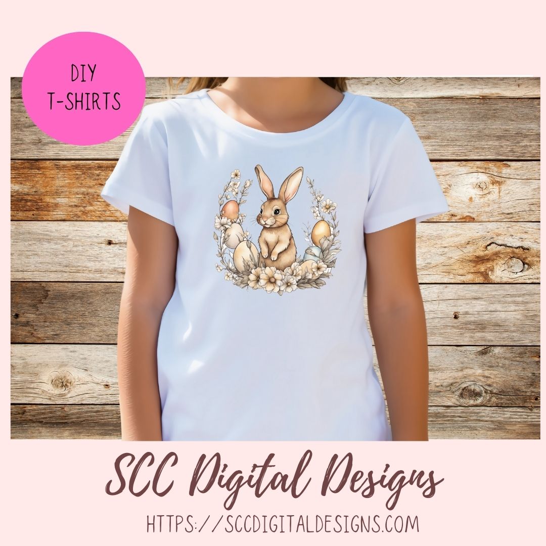 Whimsical Easter Bunny Stickers PNGs for Digital and Printable Planners, Bullet Journals, Scrapbooking, Laptops, Spring Floral Rabbit Gift for Women 