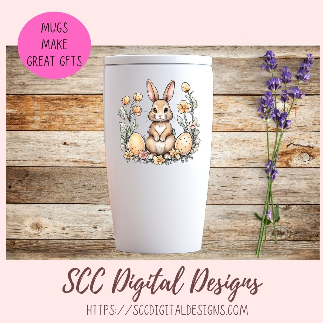 Whimsical Easter Bunny Stickers PNGs for Digital and Printable Planners, Bullet Journals, Scrapbooking, Laptops, Spring Floral Rabbit Gift for Women 