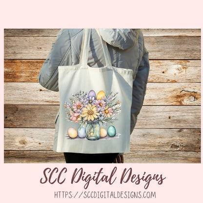 Easter Egg Floral Bouquet Stickers PNGs for Digital and Printable Planners, Bullet Journals, Scrapbooking, Laptops, Spring Flowers
